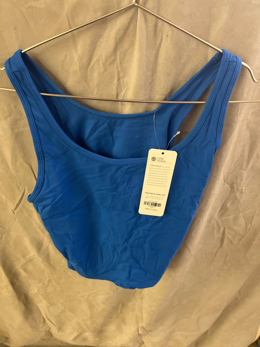 CRZ yoga blue high neck tank top