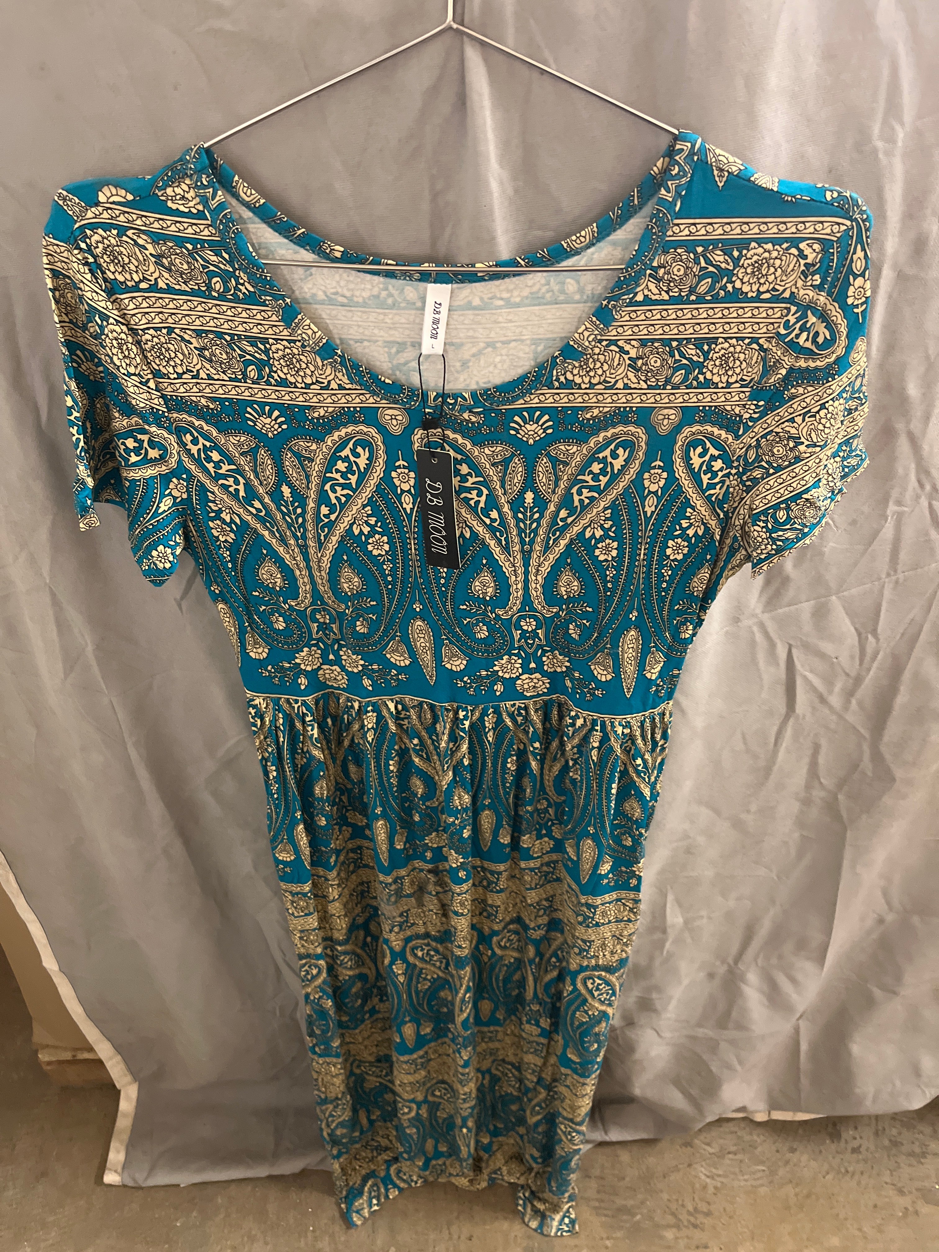 DB moon teal and gold dress