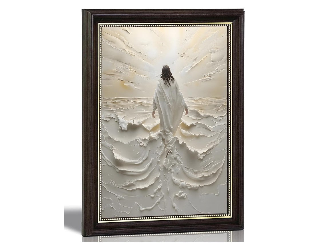Jesus Walking on Water Framed Art 12x16