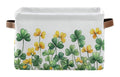 Green and Yellow Clover Foldable Storage Basket, 15" x 11" x 9.5"