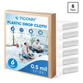 Plastic Drop Cloth for Painting, 12 x 9ft (6 pack)