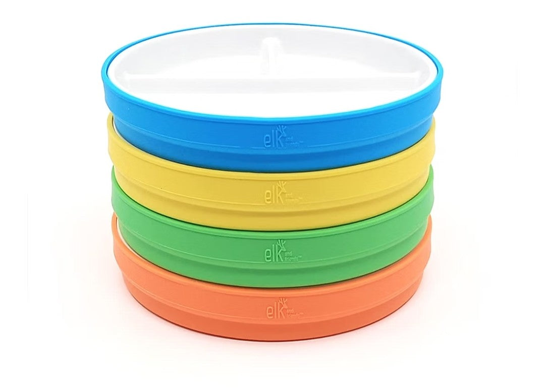 Baby/Toddler Divided Porcelain Plates with Silicone Sleeves (4 pack)