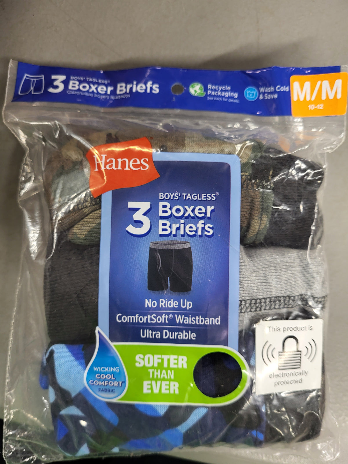 Hanes Boys Tagless Boxer Briefs, 3 Pack (M 10-12)