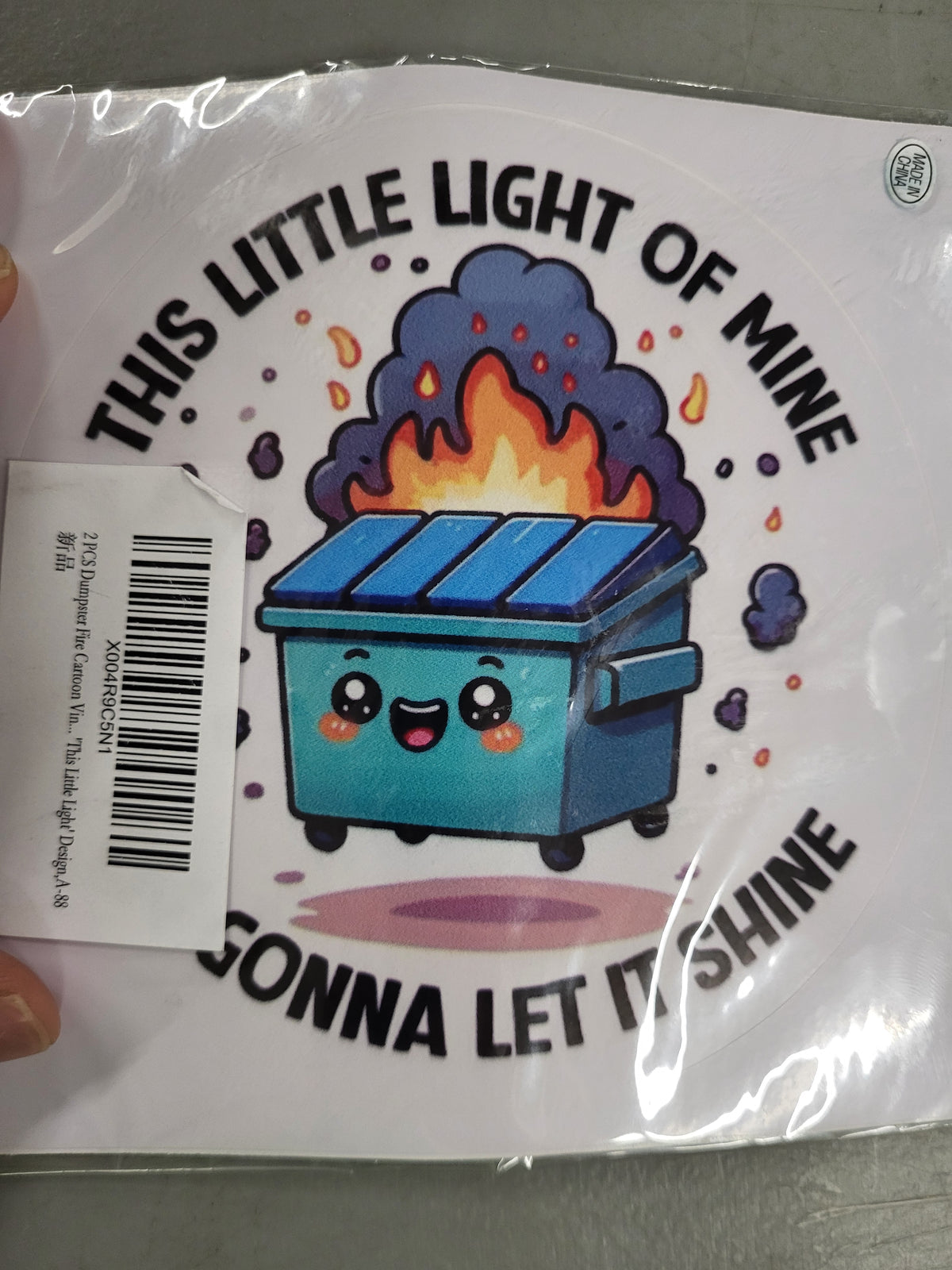 Dumpster Fire Meme Sticker (2 pack)