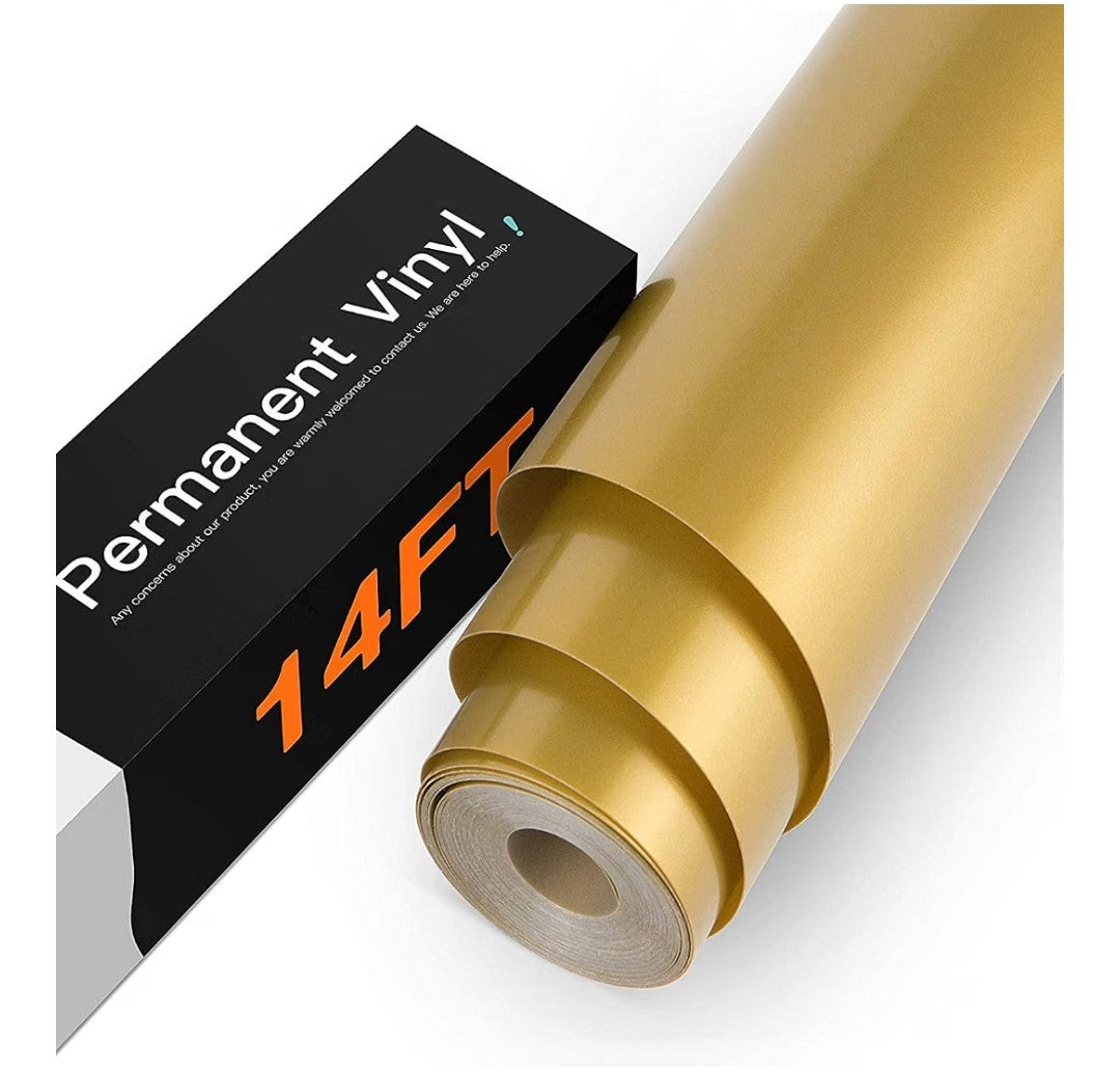Glossy Bronze Gold Permanent Vinyl Roll, 12" x 14ft