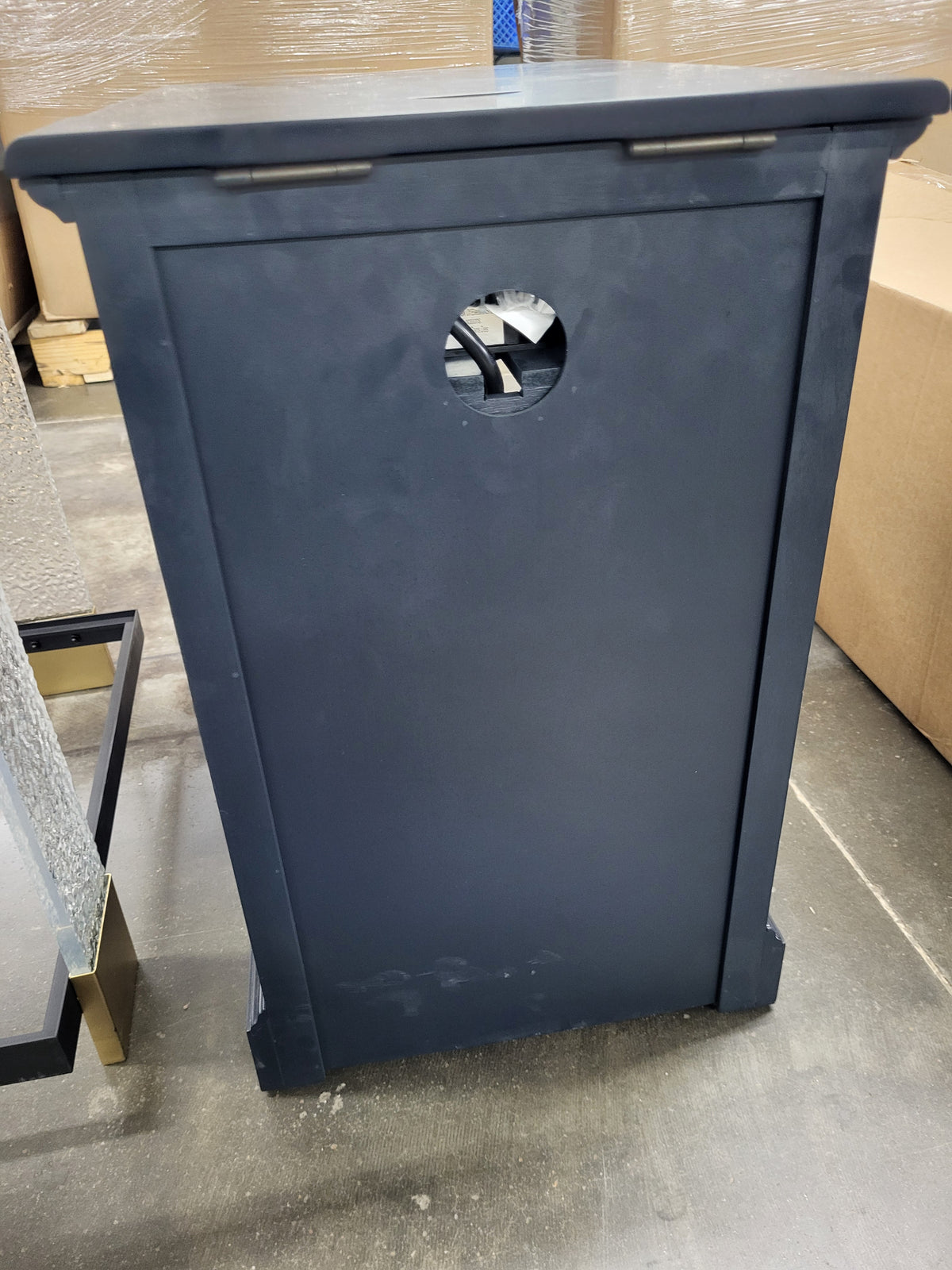Power Chairside End Table, Navy, has a few defects (see pictures and read discription)