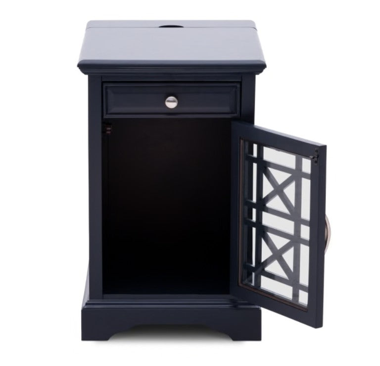 Power Chairside End Table, Navy, has a few defects (see pictures and read discription)