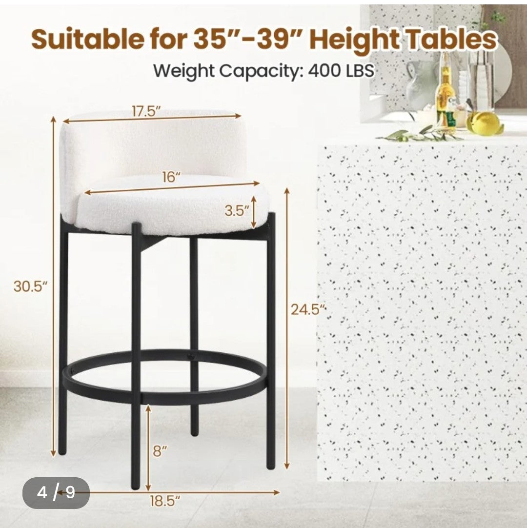 24" Counter Stools with Curved Backrest (Set of 2)