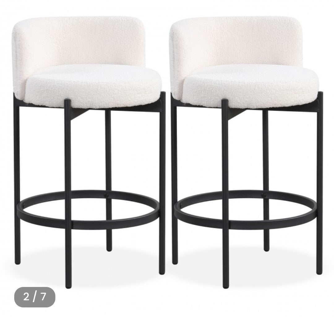24" Counter Stools with Curved Backrest (Set of 2)