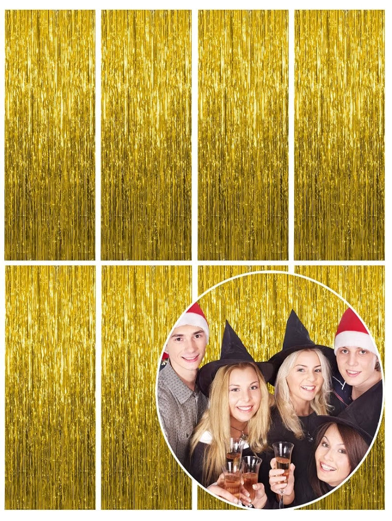 Foil Curtain Back Drop, Gold (8 pack)