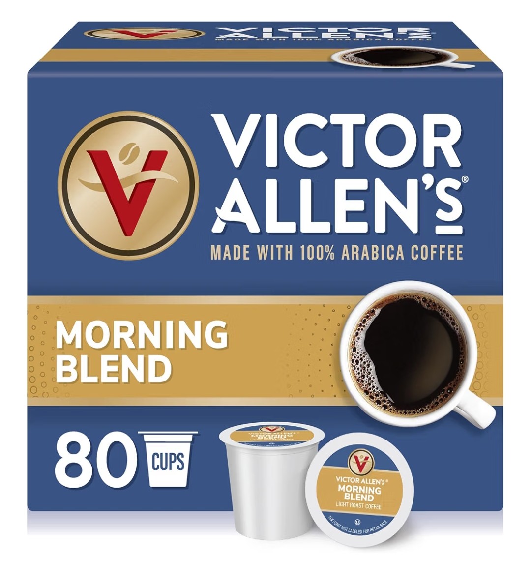 Victor Allen's Morning Blend Coffee, Light Roast (80 Single Serve Pods)