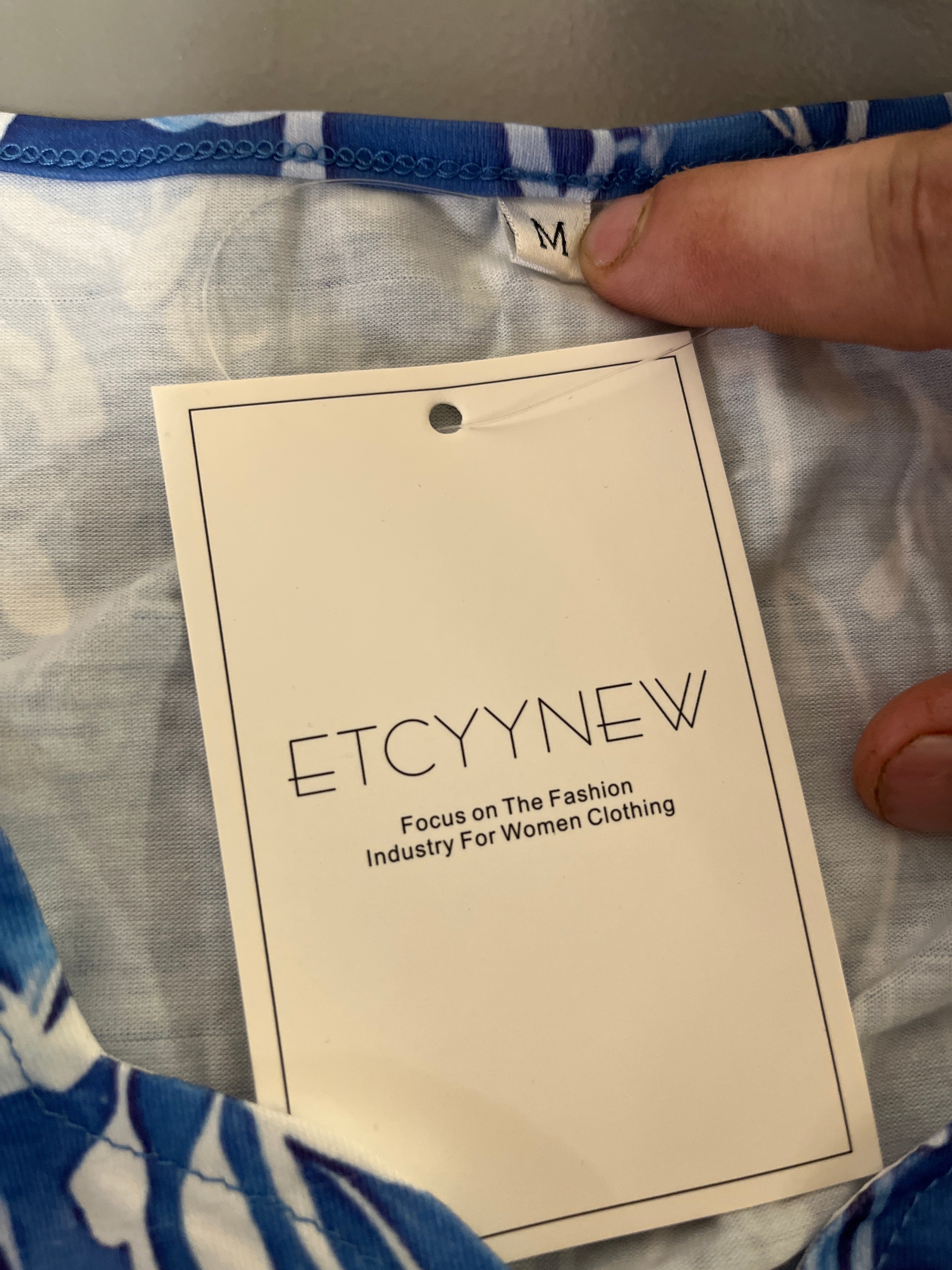 Etcyynew blue flower sleeveless blouse