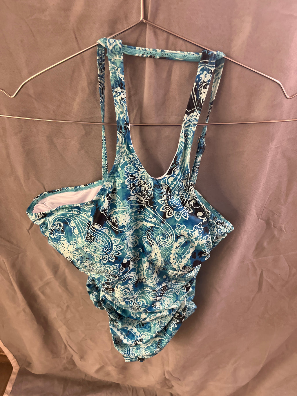 Holipick blue floral one piece bathing suit