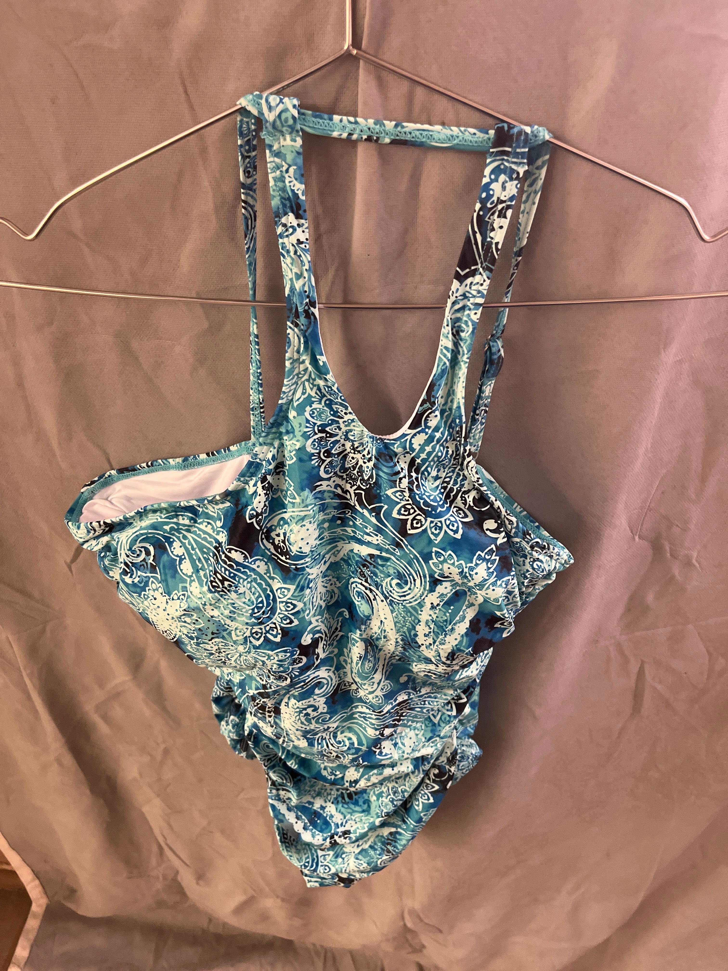 Holipick blue floral one piece bathing suit