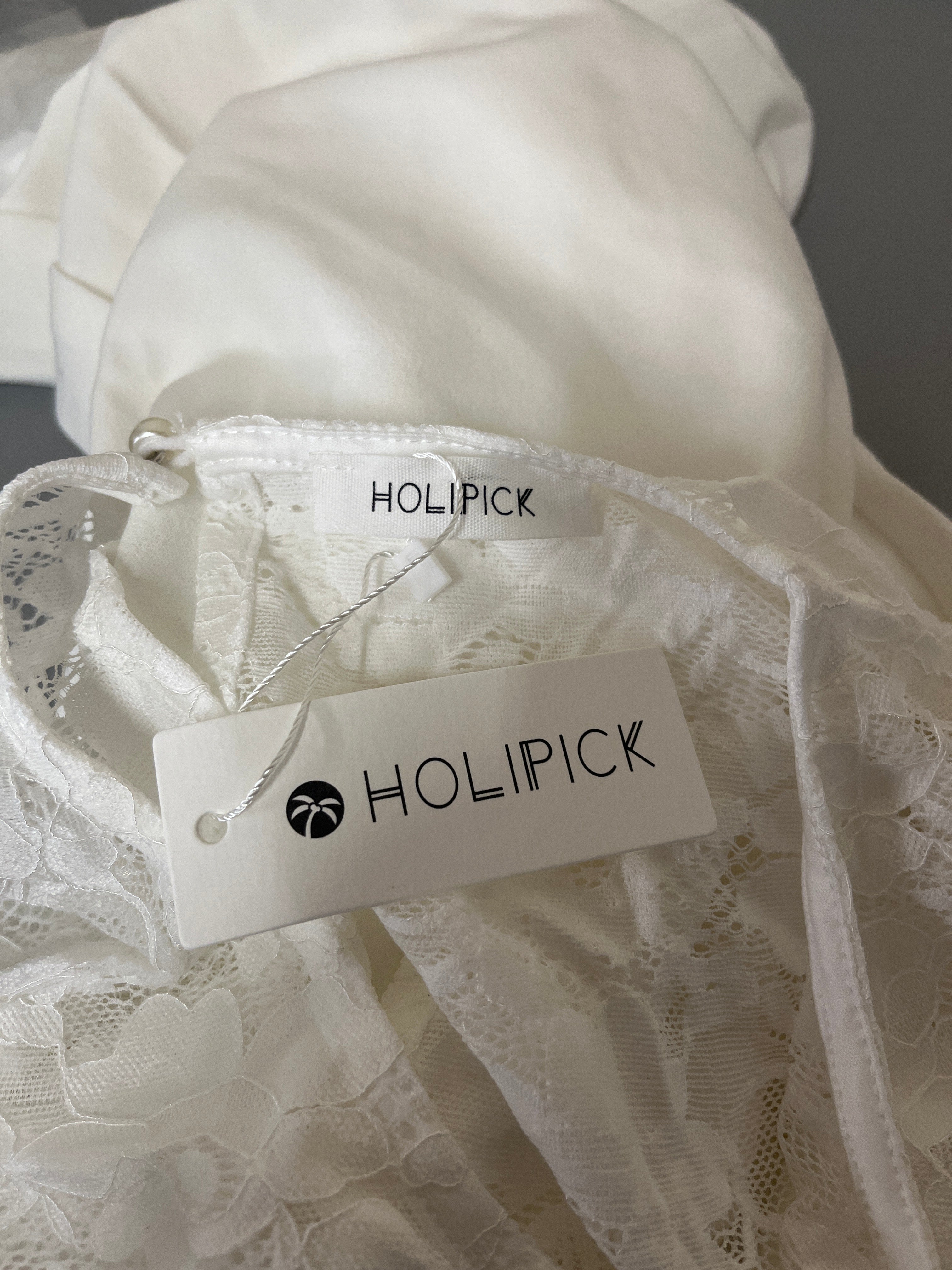 Holipick white lace front dress