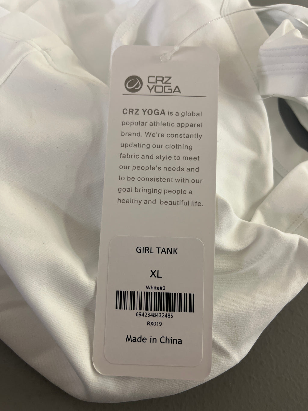 CRZ yoga white tank top