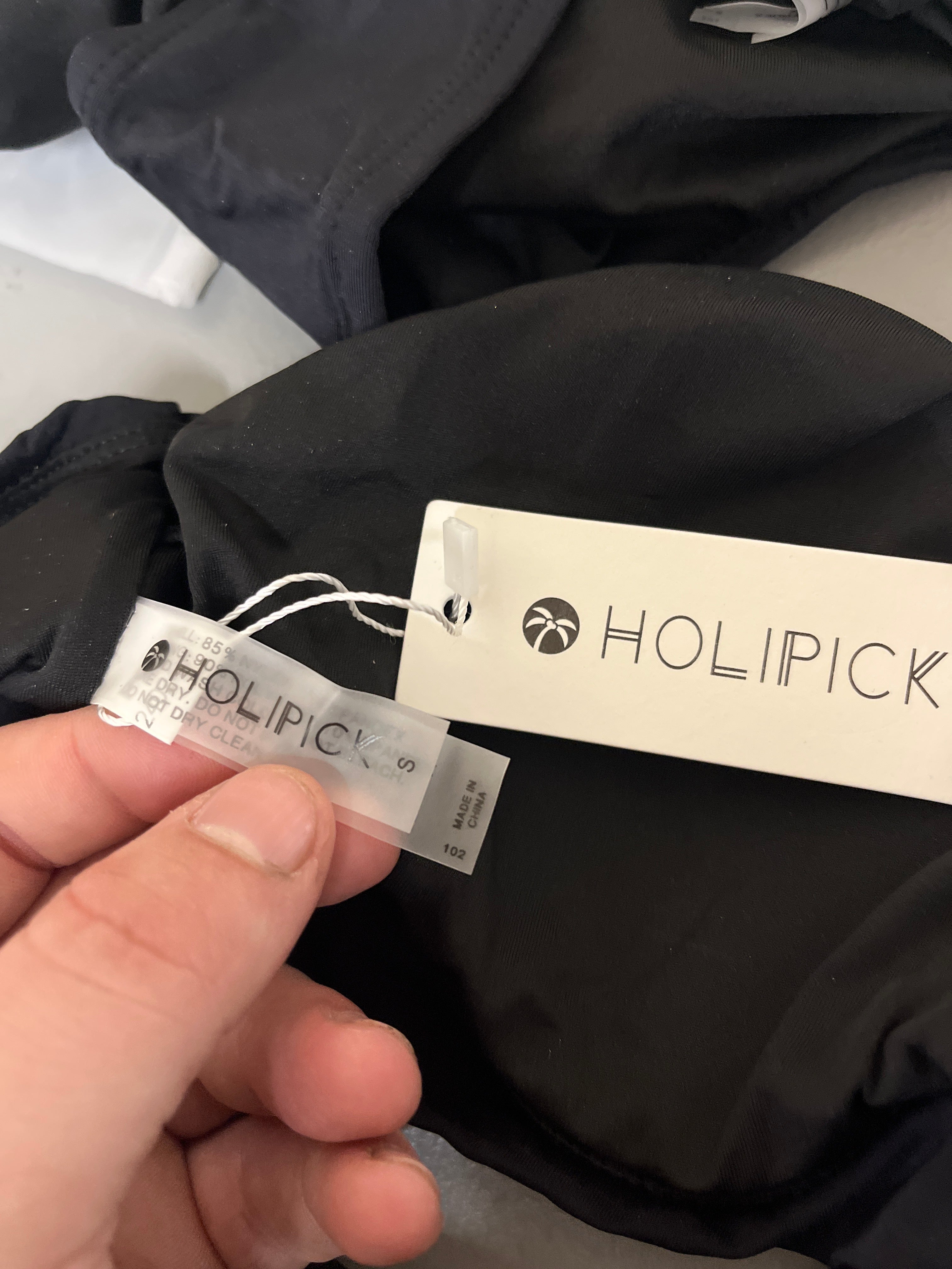 Holipick black 2 piece bathing suit with one strap