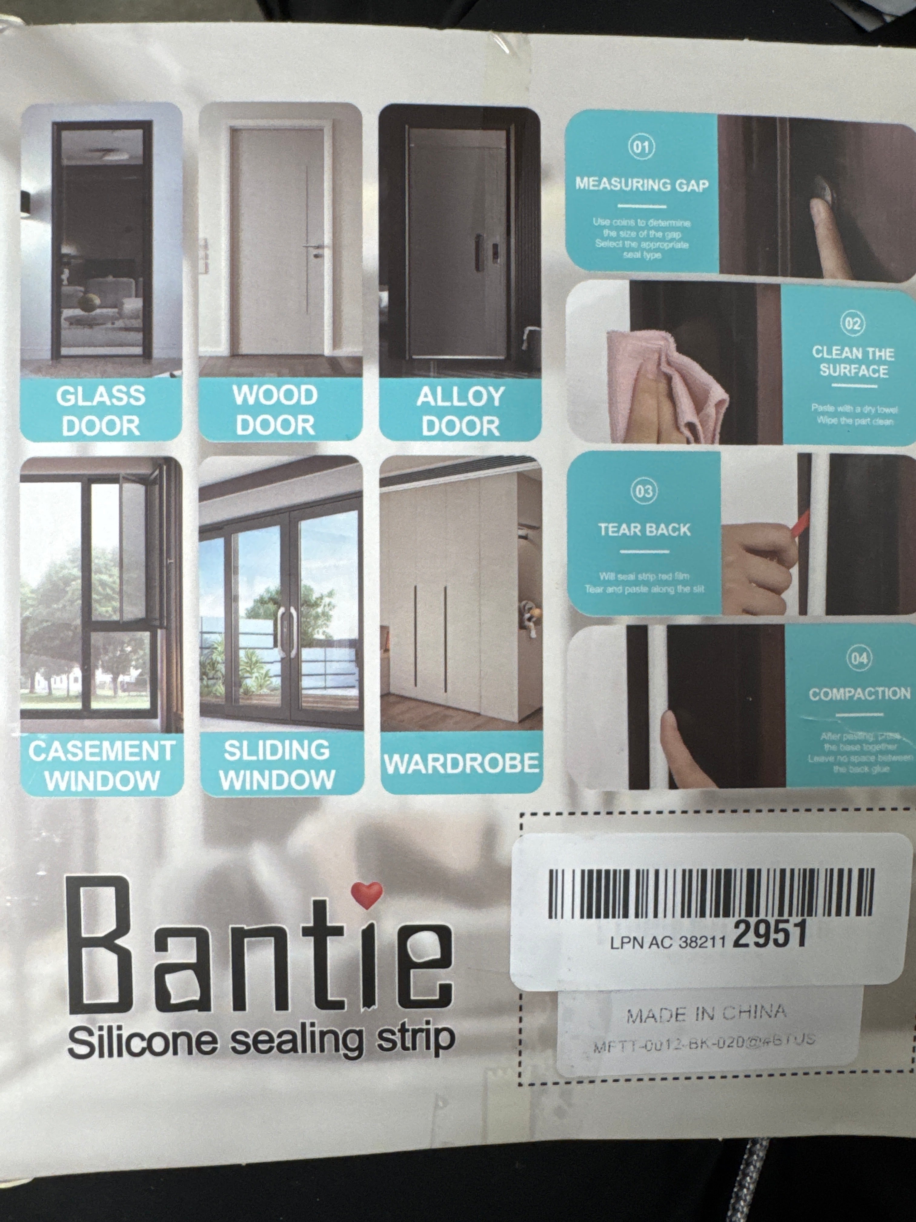Bantie 20FT Weather Stripping Door Seal, Self-Adhesive Silicone D-Shaped Seal Strip for Door Frame & Window Gaps, Soundproof Insulation Gap Filler