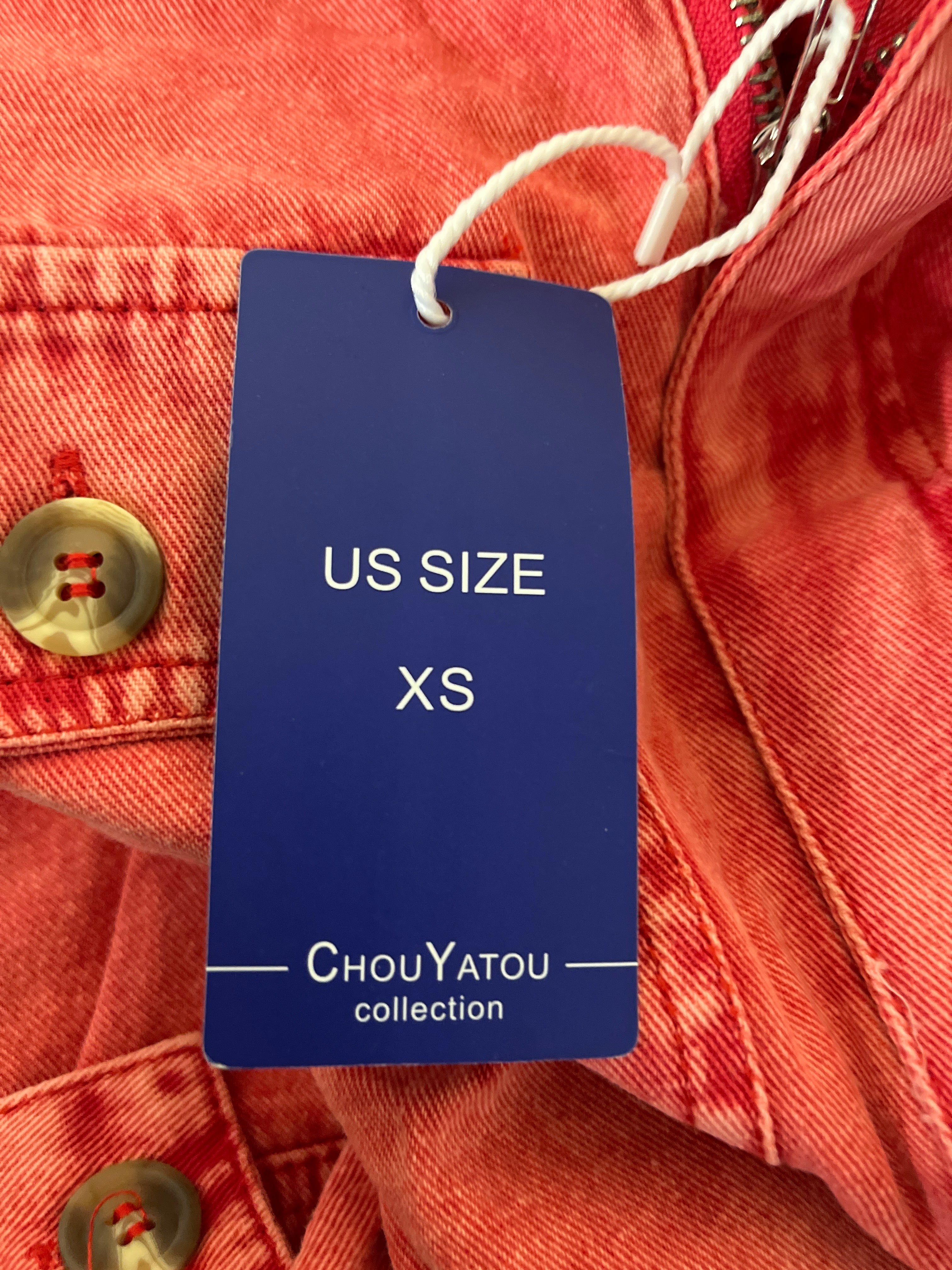 Chou yatou red zip up dress shirt