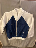 Blue and white zip up jacket
