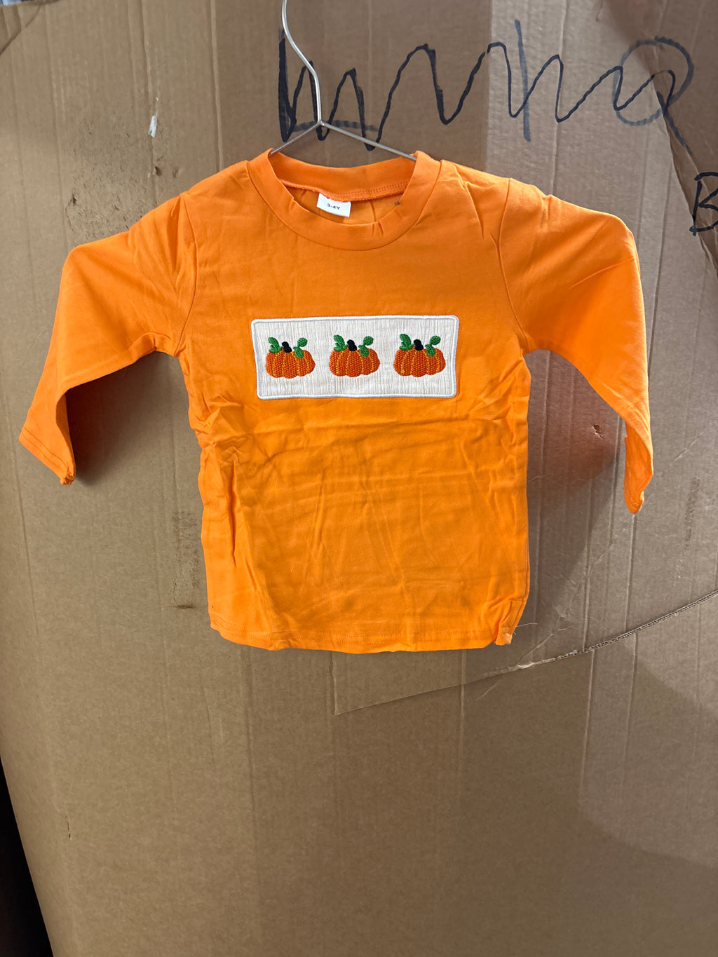 Girls Halloween pumpkin shirt and spider web pants (3-4Y)