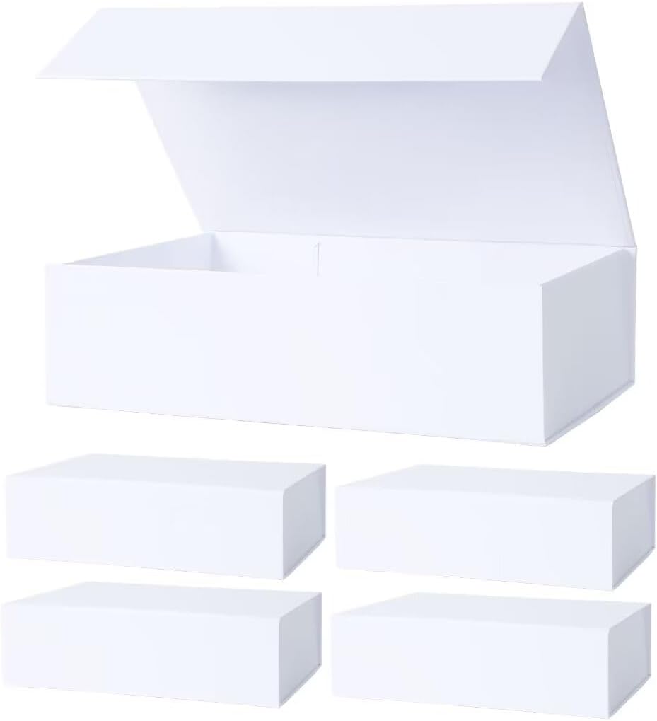 Aimyoo Small White Collapsible Gift Box with Magnetic Closure Lids