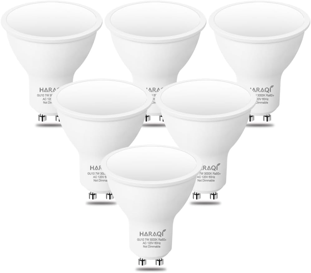 6 Pack GU10 120V 7W LED Bulb, 700LM 3000K Soft Warm Light, 60W Equivalent Reflector Flood Replacement Light Bulbs for Kitchen Hood, Ceiling Fan, Table Lamps