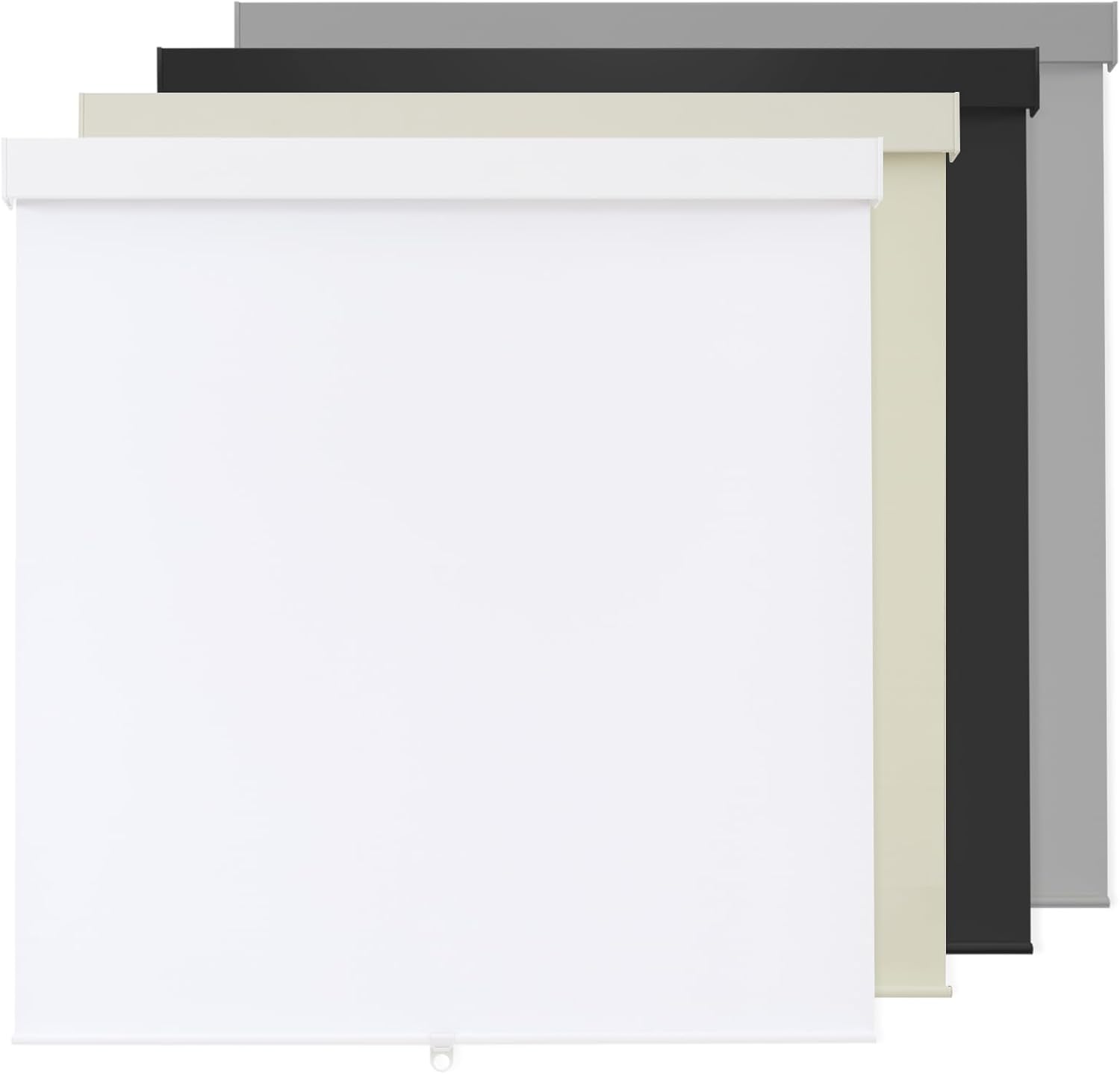Blackout Cordless Roller Shade Blind. 1-Piece, Color- White.