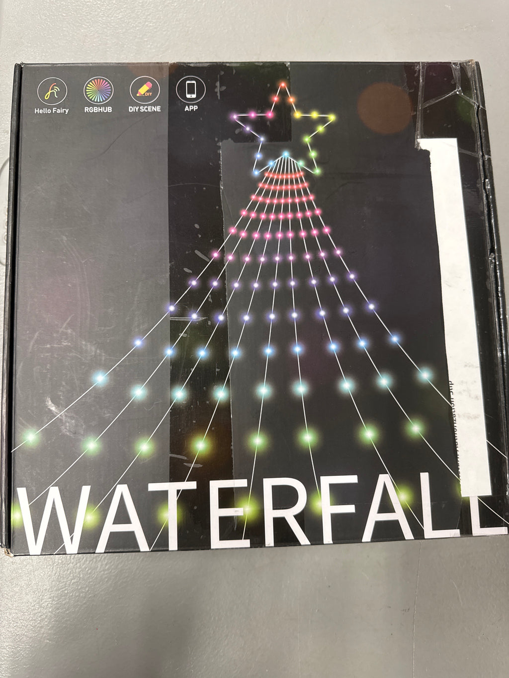 Outdoor Christmas Star String Lights, Smart RGB Waterfall Tree String Light with APP Remote Control, DIY Modes Dimmable Timer Music Sync Shooting Star Fairy Lights for Indoor Outdoor Garden Decoration