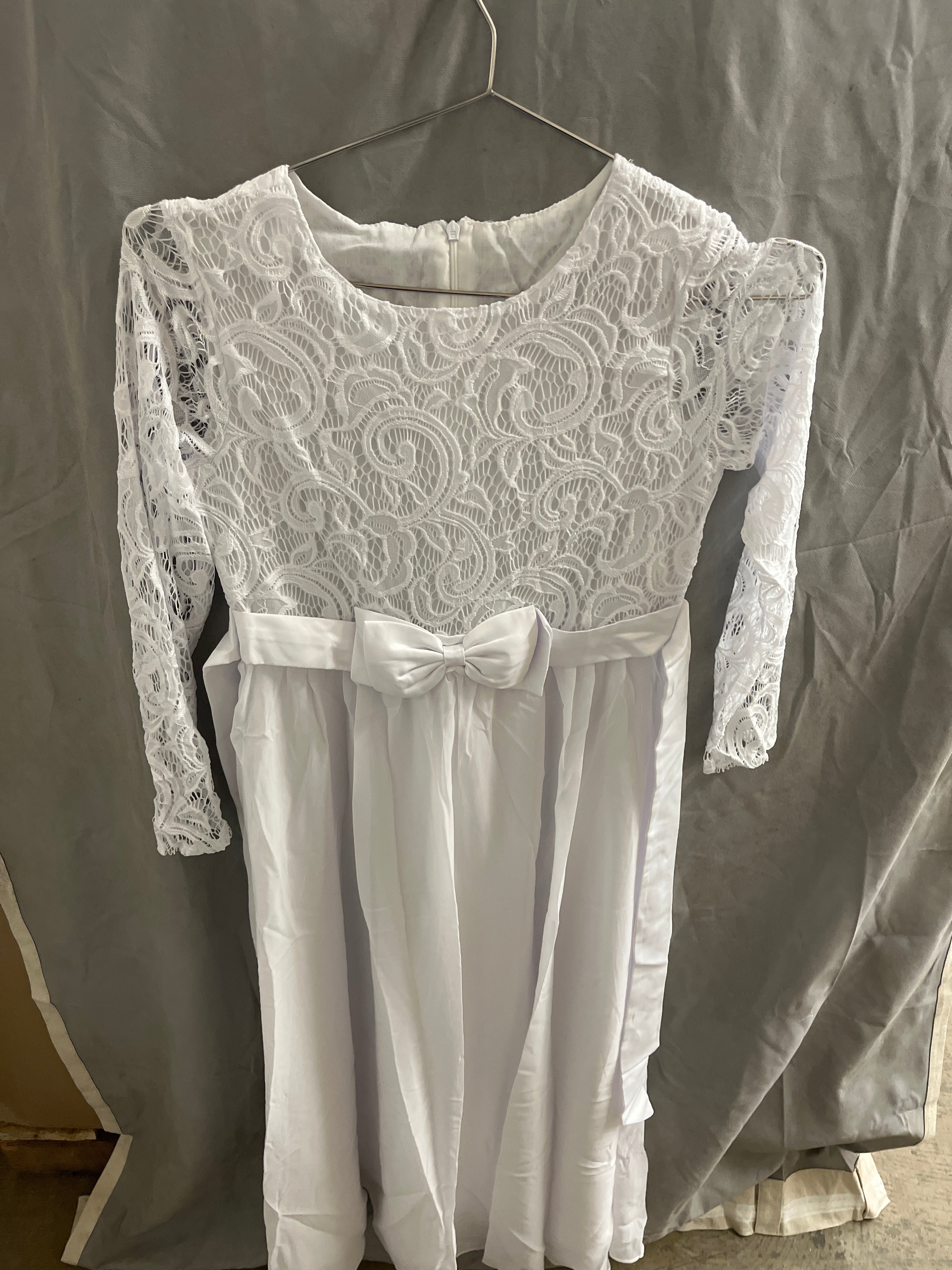 White lace front dress