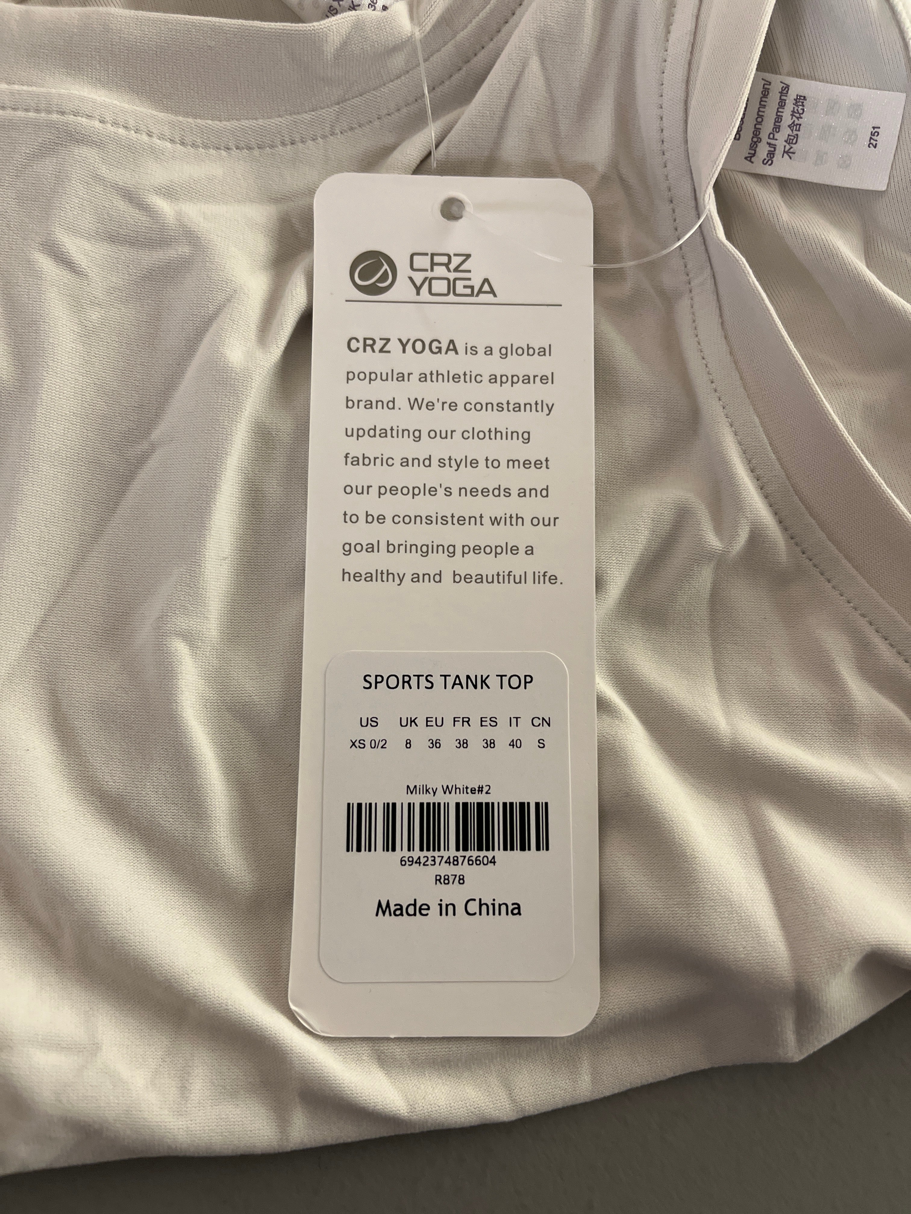 CRZ yoga white sports tank top
