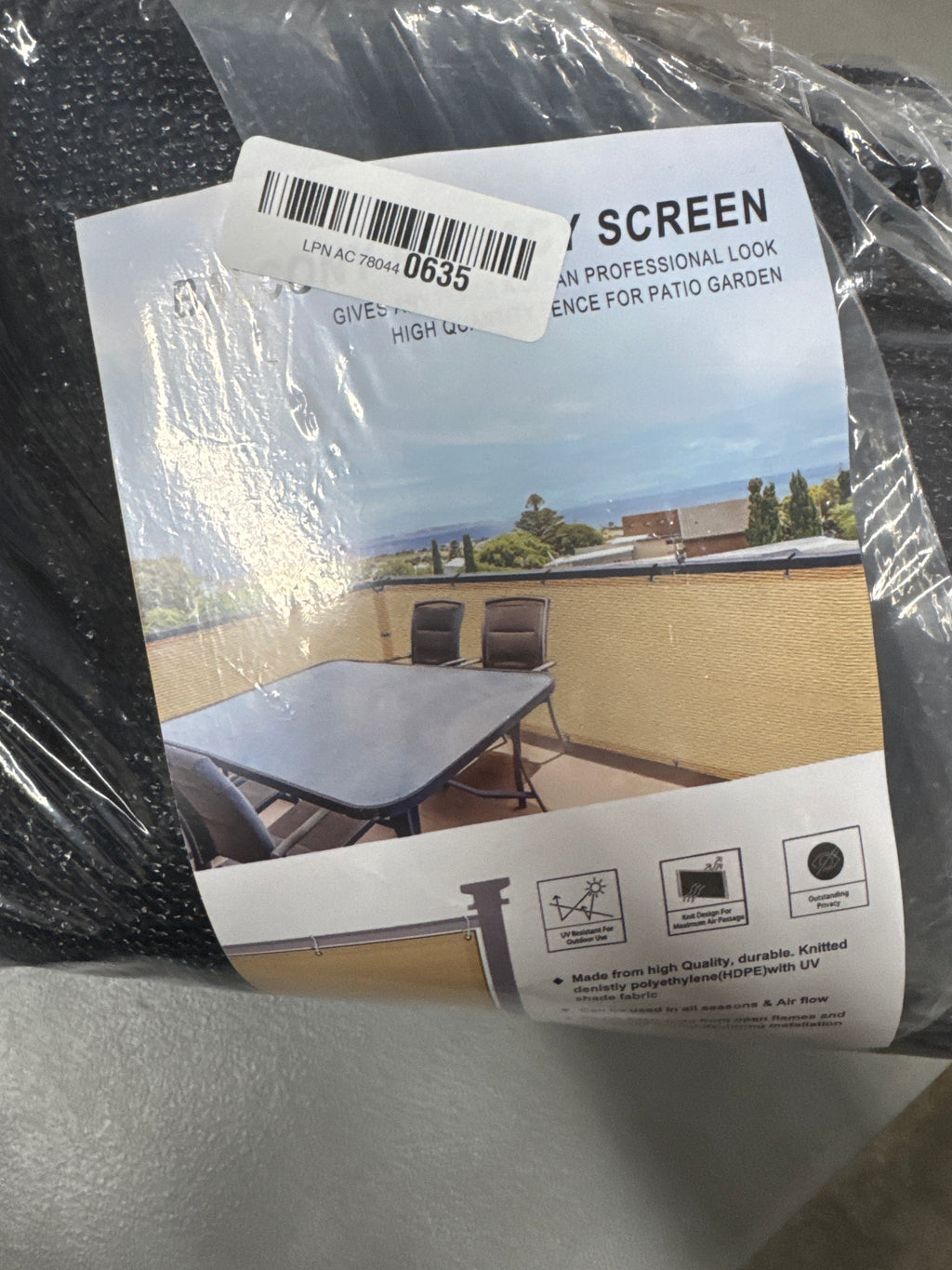 Black Balcony Privacy Screen 3’x20’