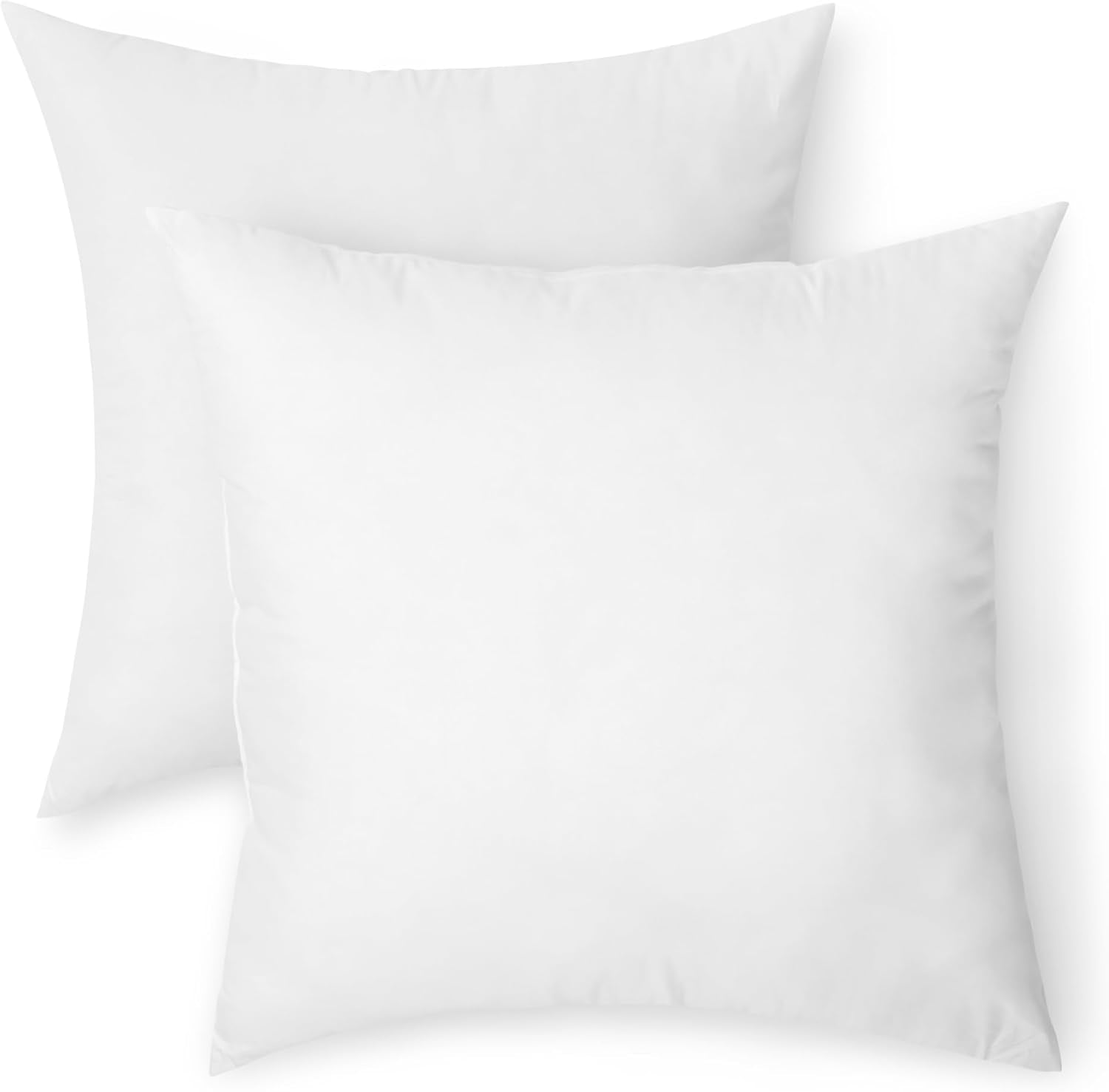 Basic Square Hypoallergenic Down Alternative Pillow Insert, Machine Washable, Softness and Support, 20 inch, 2-Pack