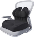 LuhjLyhj Adjustable Memory Foam Lumbar Cushion - Ergonomic Lower Back Support Pillow with Cotton Cover, Mid-Height Customizable Design for Office Chair, Car Seat, Long Sitting (Black, Large)