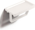 Cream White Toilet Paper Holder with Shelf, Premium Thicken Aluminum Alloy, Self Adhesive Toilet Tissue Roll Holder Wall Mount for Bathroom, Washroom, Kitchen, RV with Cell Phone Storage