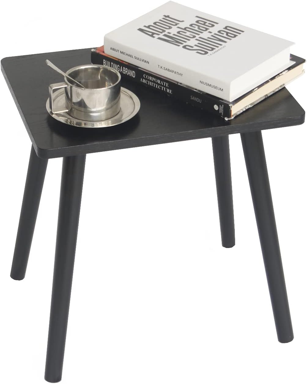 Side Table, Small Black End Table for Living Room Bedroom Office Small Spaces, Modern Accent Side Table Nightstand with Solid Wood, Easy Assembly, (Black)