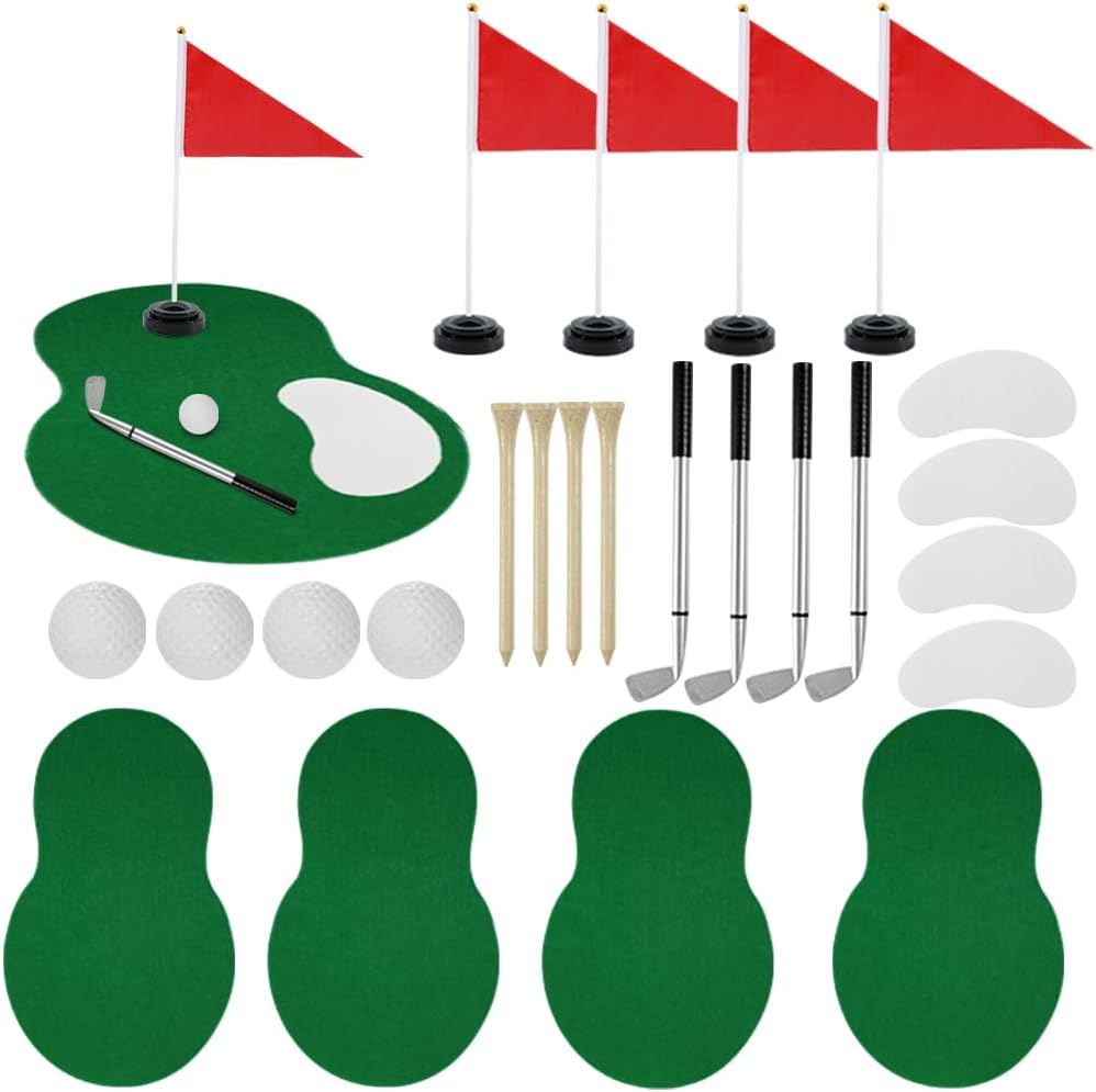 4 Set Golf Table Centerpieces Golf Party Decorations Including Golf Balls, Green Mats, Clubs, Tees, Sand Traps, Red Flags & Stands,Golf Pen for Sport Themed Birthday Party Decor