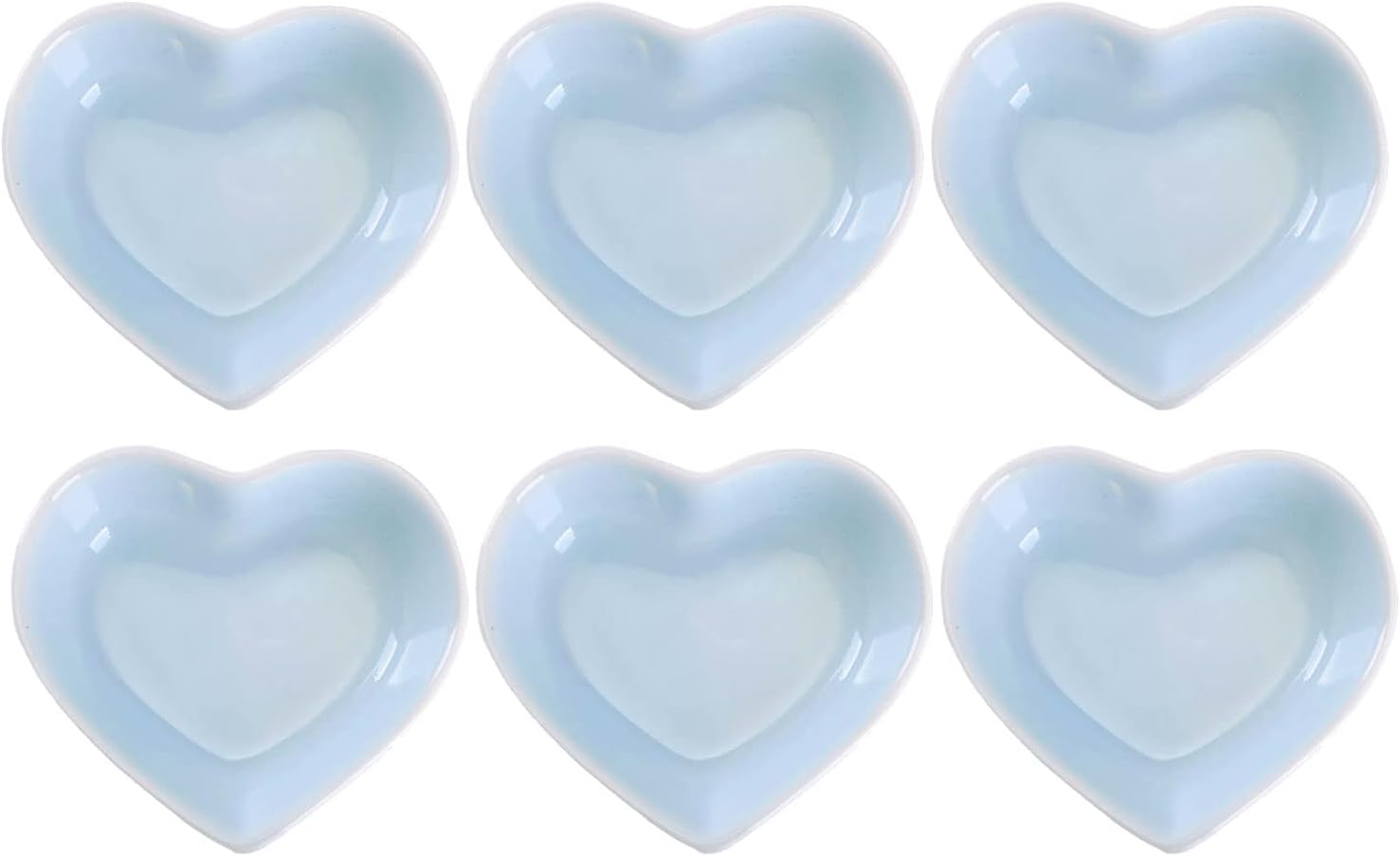 Heart Shaped Ceramic Side Dish Dipping Bowl (6 pack)