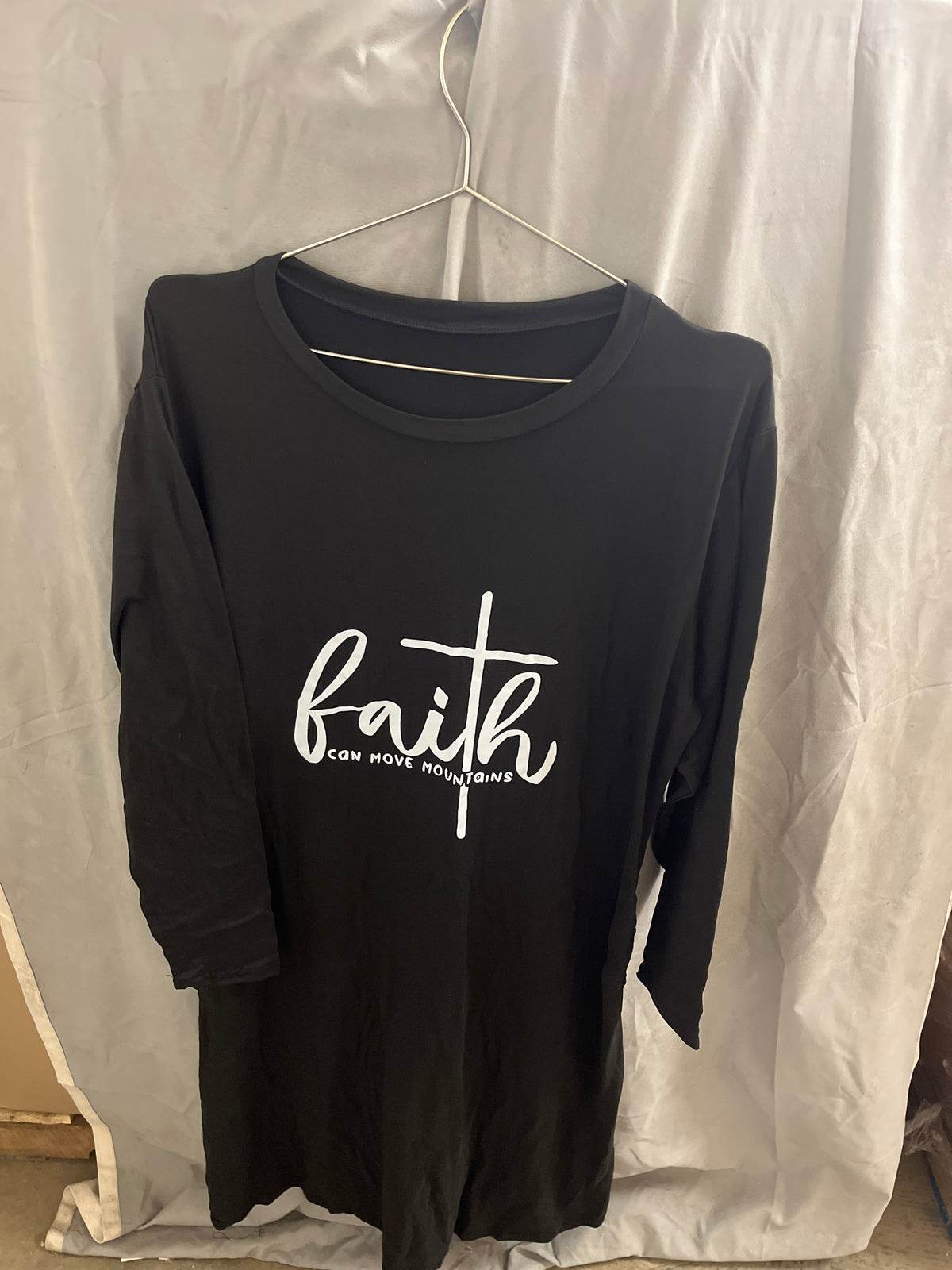 Faith can move mountains long black long sleeve shirt