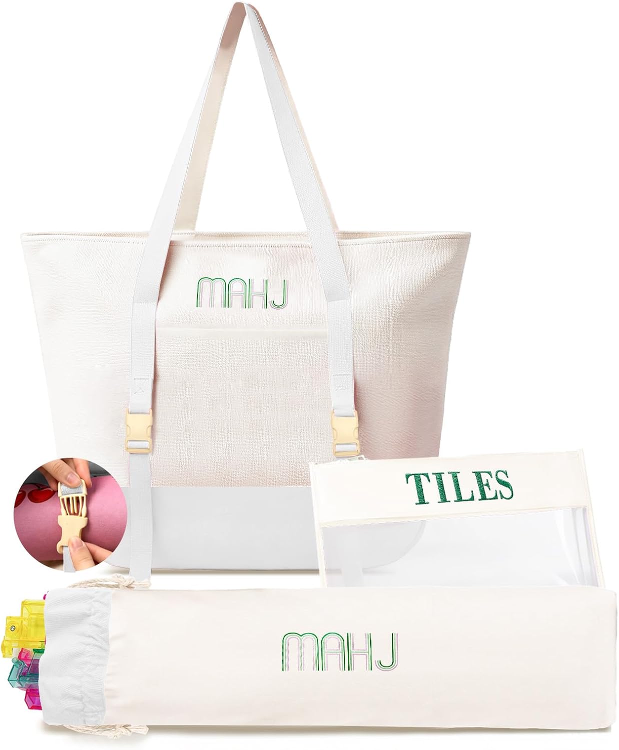 Mykng Nzw Empty Mahjong Tile Bags Set for American Tiles and Racks