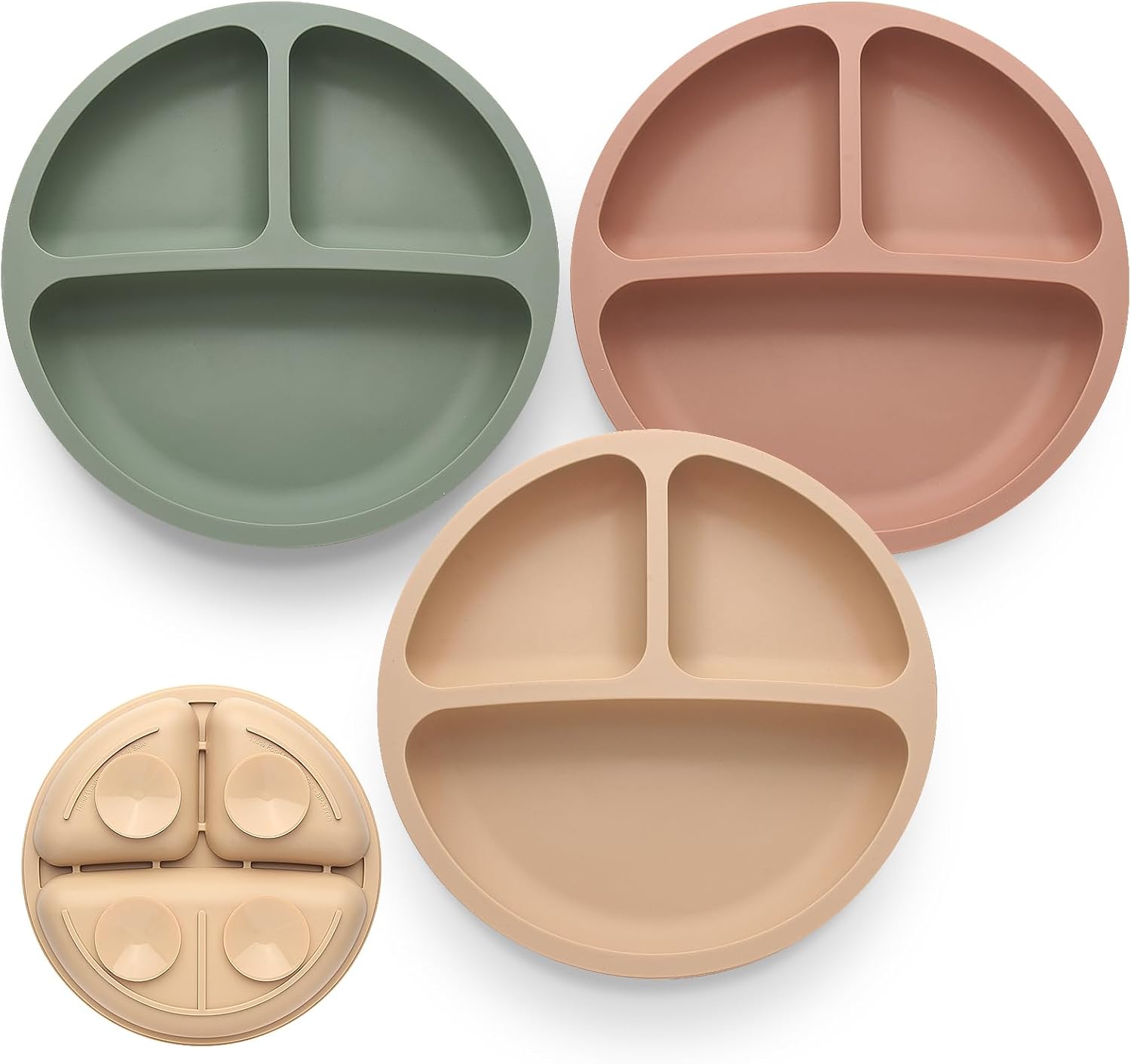 Eascrozn Suction Plates for Baby 3 pack, Stay Put Divided Toddler Plates