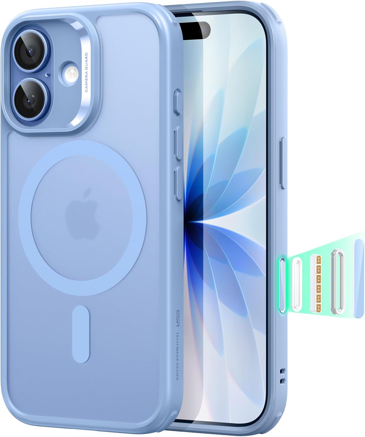 ESR for iPhone 17 Case, Camera Control Cover, Compatible with MagSafe, Shockproof Military-Grade Protection, Magnetic Phone Case for iPhone 17, Classic Hybrid Case, Frosted Light Blue