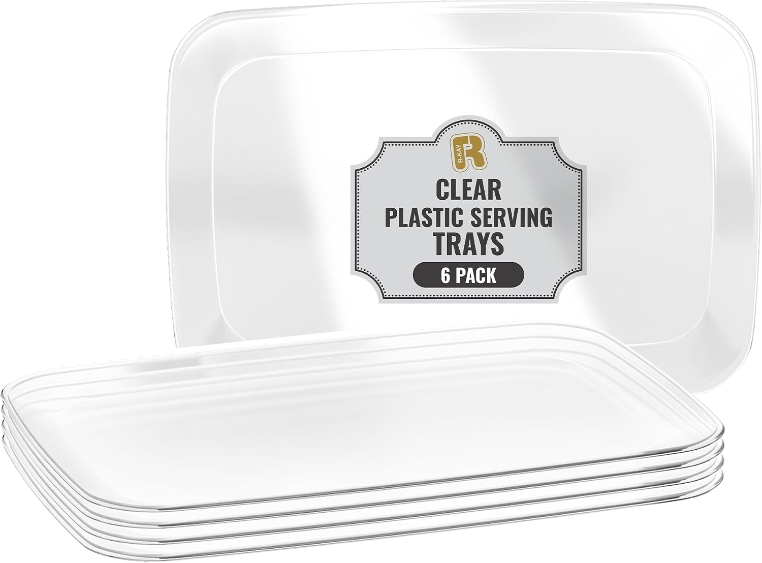 R-kay 4 Pack Clear Plastic Serving Trays For Party,