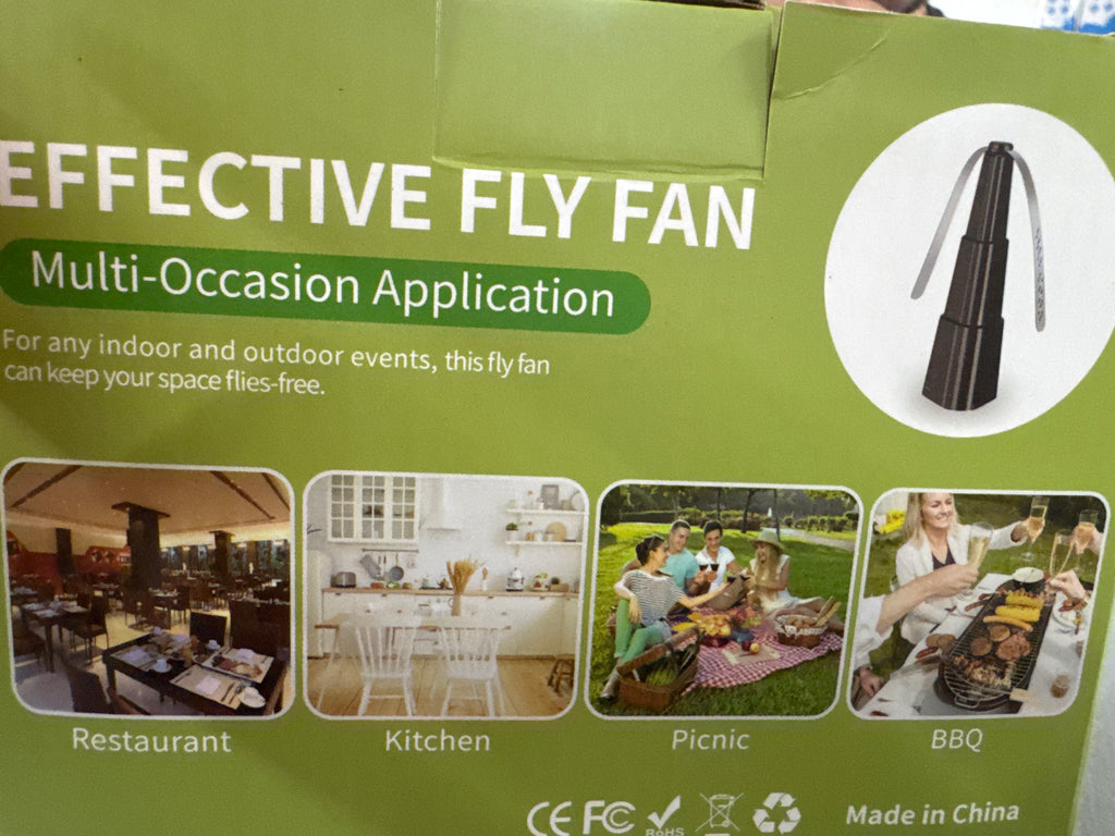 Fly Fans for Tables, Bug Fans with Holographic Blades, Battery Operated Fly Repellent Fan, Keep Flies Away from Picnic, BBQ, Restaurant, Party, Indoor and Outdoor, 4 Pack
