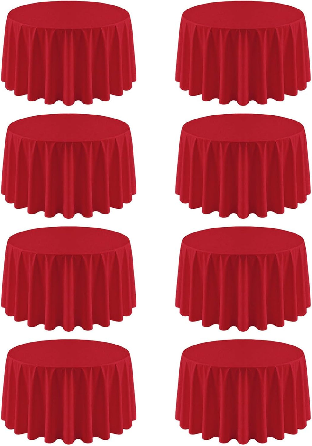 RestfulGlow 8 Pack Red Round Tablecloth 120 Inch