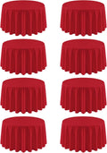 RestfulGlow 8 Pack Red Round Tablecloth 120 Inch