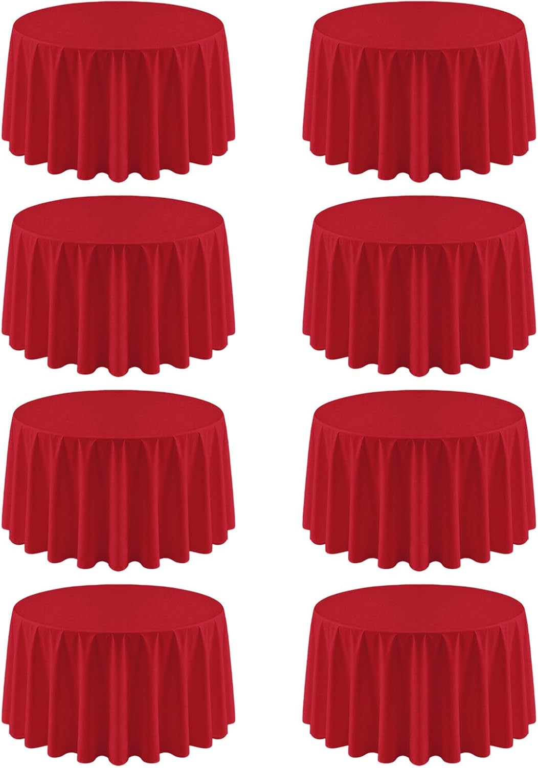 RestfulGlow 8 Pack Red Round Tablecloth 120 Inch