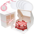 Bakepacker 36pcs 10x10x5 inches Cake Boxes with Window 18-Packs 10 Inch White Bakery Boxes (18 Cake Boxes +18 Cake Boards+10 Meters Silk Ribbon Includes Included)