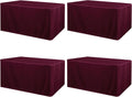 Jieqier 4 Pack 6FT Rectangular Table Cloth - Water Resistant Washable Burgundy Polyester Table Covers for Wedding, Banquet and Trade Shows, 72L x 30W Inches