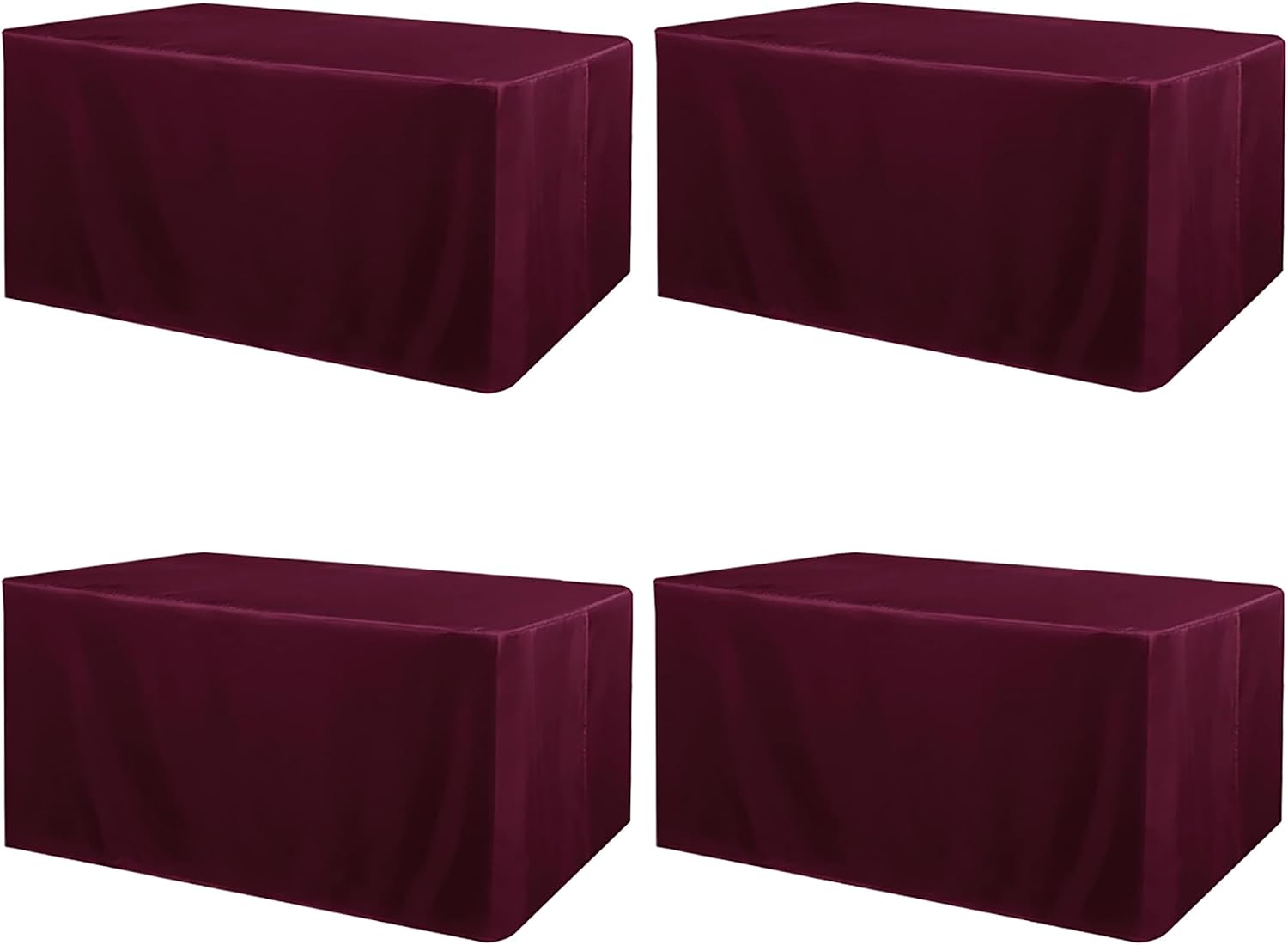Jieqier 4 Pack 6FT Rectangular Table Cloth - Water Resistant Washable Burgundy Polyester Table Covers for Wedding, Banquet and Trade Shows, 72L x 30W Inches